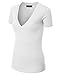 MBJ WT3 Womens Basic Fitted Soft Short Sleeve Deep V Neck T Shirt XL WHITE