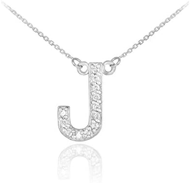 Fine 14k White Gold Diamond-Studded Initial Letter J Pendant Necklace, 20"