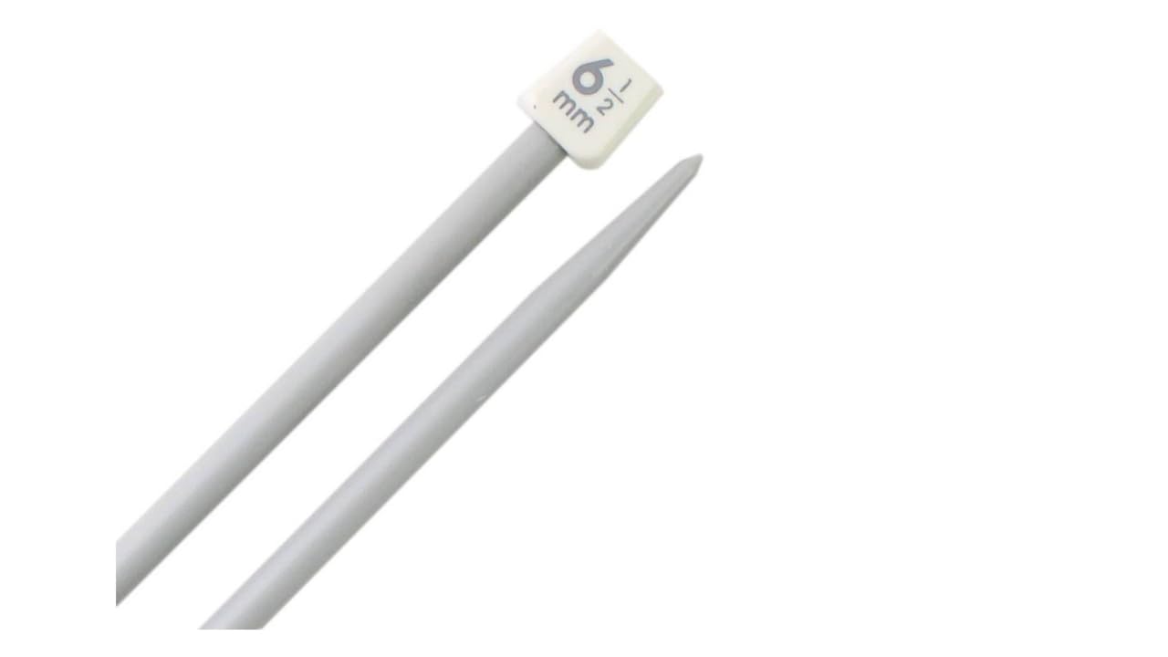 AARNAV 2 x 30cm Long Plastic Knitting Needles Single Pointed Needles (2 x 6.5mm)