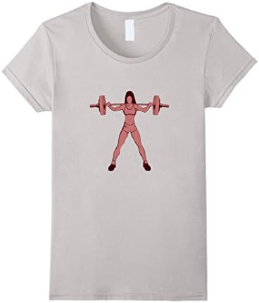 Womens Cool Squat Workout Tees: Woman Carrying A Barbell T-Shirt Medium Silver