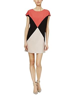 Womens Colorblock Cap Sleeves Wear to Work Dress