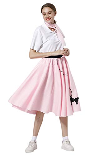 image for Newcos Adult 4 Piece Poodle Skirt 1950s Girls Costume Accessory Set - 