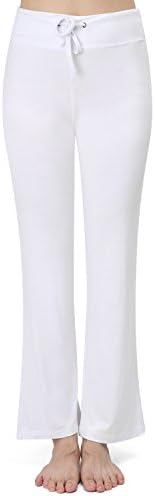 RoxZoom Women's Modal Bootcut Yoga Pants, Super Soft Modal Comfy Spandex Slim Slacks Flare Bootleg Pants, Size Medium - White