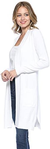 Urban Look Women's Long Sleeve Classic Open Front Knit Long Cardigan