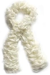 Fashion Vintage European Ruffle Scarf - Handmade Knitted Lacy Scarf - Red Heart Sashay Yarn (Aran) - Cream White
