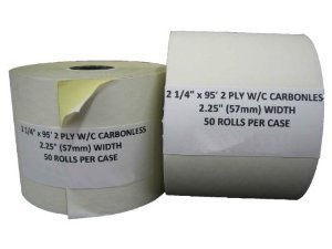 50 Rolls of 2 Part Paper Receipt Tape for Hypercom T7P, T7P-F, T7PRA, T7PRC, T7PRR, and T1E Credit Card Terminals