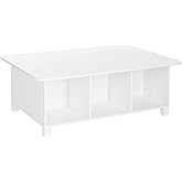RiverRidge Kids Desk and Activity Table with 6 Storage Cubbies for Folding Bins - Art Craft or Train Table Design for Play Area Toy Organization - White