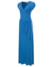 Vestido largo con cuello en V y manga corta con cuello en V de NINEXIS para mujer