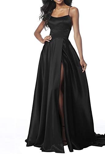Aox Women Elegant Party Wedding Bridesmaid Maxi Dress Lady Spaghetti Strap Deep V Backless Satin Ruched Swing Skirt Prom Ball UK 6-24