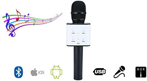 Axcess Wireless Microphone Karaoke, Portable Handheld Bluetooth Speaker Player for Singing, Karaoke, Recording, Compatible with Android/iOS (Black)