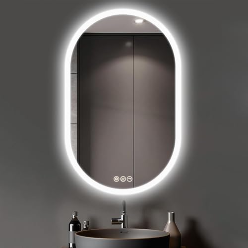 CITYMODA Bathroom Mirror with Lights Oval 20 * 32 inch Backlit Bathroom ...