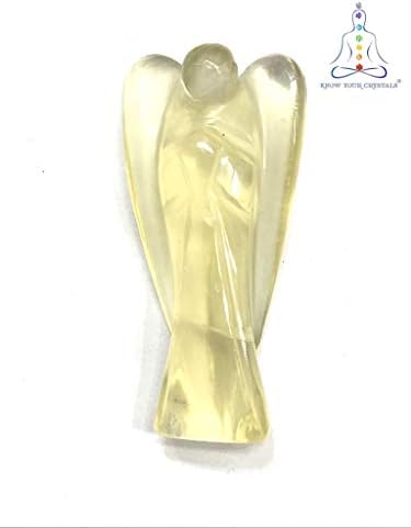 Know Your Crystals 100% Genuine Lemon Quartz Angel Figurine (Length 5 cms or 2 inches, Weight Aprox 15-30 gms) for Vastu, Reiki and Tarort (Yellow)