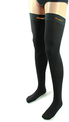 Besjex Compression Thigh High Stockings Closed Toe 20-30 mmhg,Silicone Top Band - Satisfaction Guaranteed