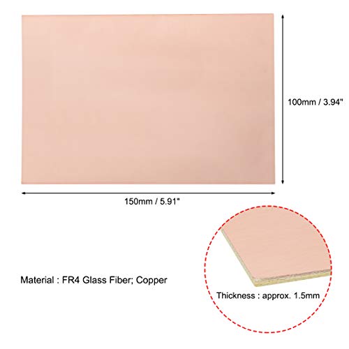 uxcell 5Pcs 150x100mm Double-Sided Copper Clad Laminate PCB Circuit Board FR4 1.5mm Thickness DIY Prototyping PCB Board