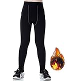 LANBAOSI Boys & Girls Sports Thermal Compression Base Layer Fleece Legging