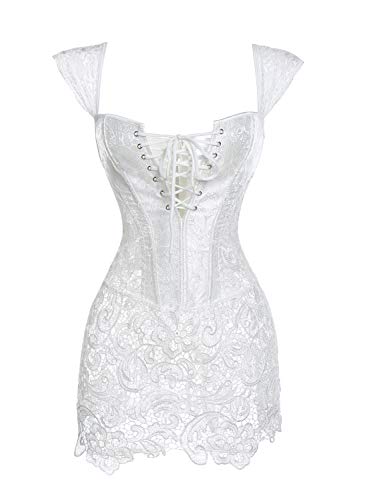 KIWI RATA Women's Punk Rock Faux Leather Buckle-up Corset Bustier Basque G-String