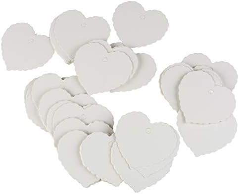Paper Tags 200 PCS Heart Paper Tags Kraft Gift Tags Blank Label with Jute Twine for DIY Crafts & Price Tags Handmade Party Favors as Thank You Card Vintage Brown Price Tags (White)