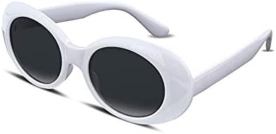 ADMIRING White Oval Sunglasses - Thick Bold Frame, Round Lens, Retro Vintage Kurt Cobain Style - View #5