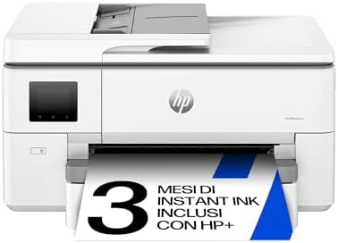 OfficeJet Pro 9720e 53N95B, Stampante Multifunzione per Grandi Formati, a Colori, Fronte e Retro Automatico, 22 ppm, Wi-Fi, Smart, 3 Mesi di Inchiostro Instant Ink Inclusi, Grigia