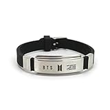 Fanstown BTS Kpop stainless steel Silicon Wristband anti-rust and water prove with lomo cards (Team Logo B)