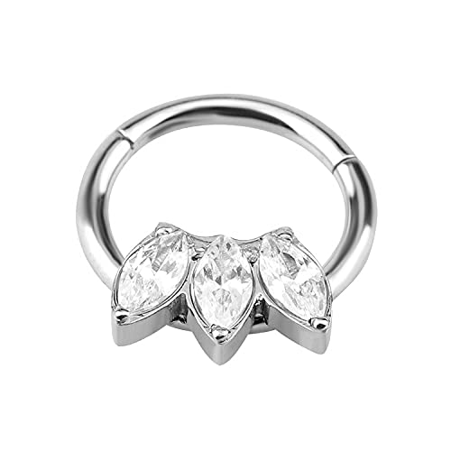 AVNIS Nose Ring Hoop – Stainless Steel Clear CZ Helix Piercing Jewelry – 16G Tragus Earrings for Women – Versatile Septum Clicker with Modern Colors and Designs