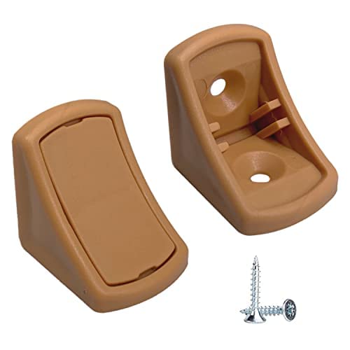 (Pack of 20 pcs) Light Brown Shelf Brackets 24 x 24 mm, Furniture Corner Joints, 90 Degree Plastic Corner Brace Joint, Right Angle, Screws Included (20, Light Brown)