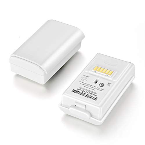 OBVIS for Xbox 360 2 Pack Rechargeable Battery Pack with Dual Charging Station Dock Charger Stand Base (White)
