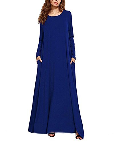 Women Maxi Dress Long Sleeve Floral Baggy Ball Gown Solid | Desertcart  Belize