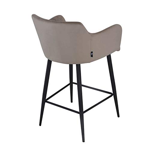 Damiware Rose Barhocker Hochwertiger Barstuhl für Hausbar mit Samt Stoffbezug | (Samt Taupe, 65 cm) – Bild 6