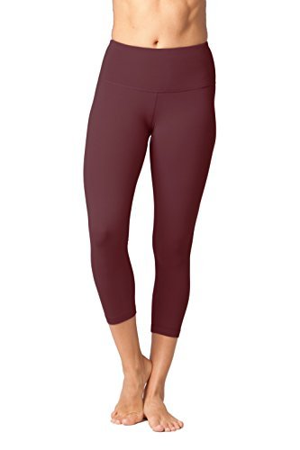 Yogalicious High Waist Ultra Soft Lightweight Capris – Yoga Pants – Cinnamon Cherry- XS