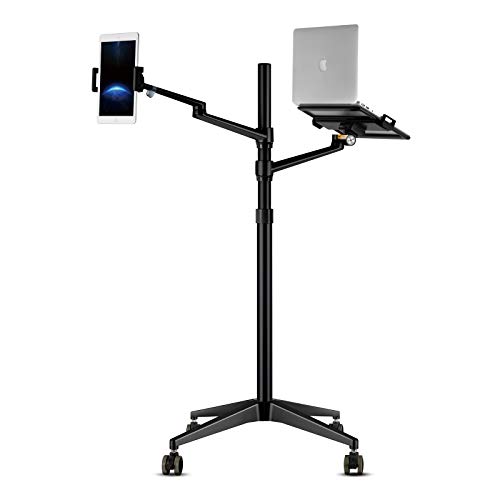 Upergo Tablet and Laptop Floor Stand with Wheels,2in1 Rolling Floor