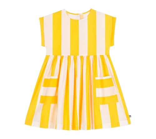 Petit Bateau A0cn3 Abito A Maniche Corte, Bianco/Giallo, 10 Anni Bambina