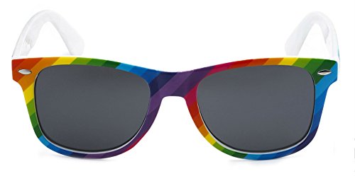 Sunglasses Classic 80's Vintage Style Design (Rainbow, Smoke)