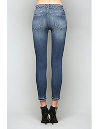 Vervet Jeans de Flying Monkey Skinny Tobillo de botón doble para dama con bajo redondeado
