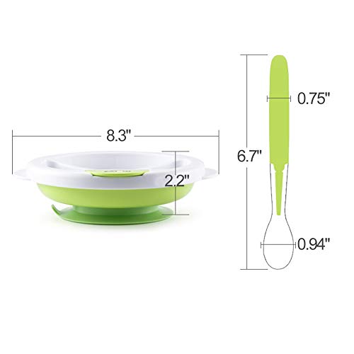Matyz Stay Put Suction Warm Plate for Baby - Divided Plate for Kids - Divided Toddler Plate with Bonus Spoon - Microwave & Dishwasher Safe - BPA Free (Green) - Thumbnail 7