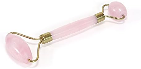 Natrual Rose Quartz Double Roller for anti-aging wrinkle reduction, facial massage