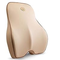 HIPOLOTUS Lumbar Back Support Premium Entire High Back Pillow for Office Desk Chair and Car Seat, Ergonomic Back Cushion Memory Foam Relieves Sciatica Pain Beige