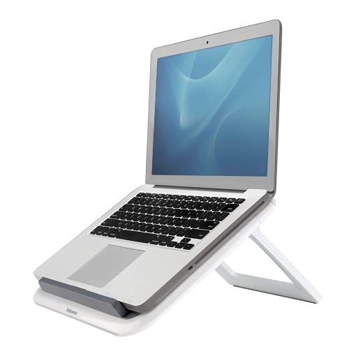 Fellowes Laptop Staender I-Spire Quick Lift, hoehenverstellbar, klappbar, portabel, fuer Notebooks bis 17 Zoll, weiss