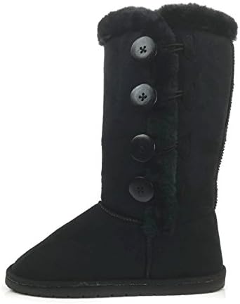 Womens Trish Soft Fur Lined Warm Winter Boot 4-Button Mid Calf Faux Suede Girls