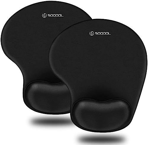Soqool (ソークール) マウスパッド 2個 人間工学に基づくマウスパッド 快適な冷却ジェルのリストレストサポート付き ライクラの布 滑り止めのポリウレタンベース 楽にタイピングをして痛みを緩和 簡単に洗えて頑丈