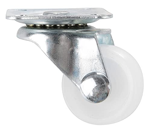 Caster Wheels 4pcs, 1 Inch PP Top Plate Swivel Casters for Trolley, Furniture Cart Heavy Duty Roller Wheels with Brake Option