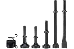 YaeKoo 6Pcs Smoothing Air Hammer Tool Kit 0.4'' (10mm) with 1PC Pneumatic Chisel 1PC Spring Shank Extended Length Air Hammer 