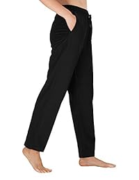 WEWINK CUKOO - Pantalones de pijama para mujer, de algodón, elásticos, con bolsillos