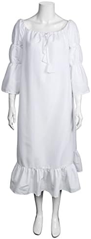Medieval Renaissance Boho Chemise Women Plus Size Pirate Peasant Wench Costume Dress