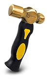 Bastex 1 Pound Brass Metal Stamping Hammer. Short Handle Design with Flat Mallet Head for Jewelry Making and Personalizing.