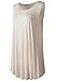 LARACE Women Solid Sleeveless Tunic for Leggings Swing Flare Tank Tops (1X, Beige)