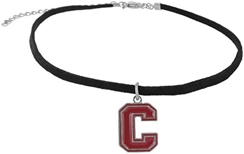 Suede Choker Necklace with Red Enamel Cornell Logo Charm