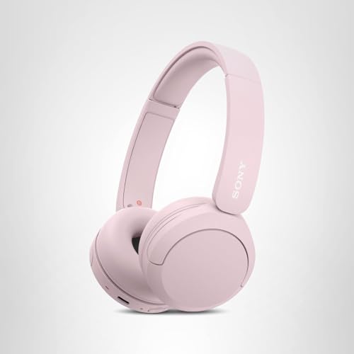 Sony WH-CH520 Auriculares inalámbricos Bluetooth On-Ear con micrófono y hasta 50 Horas de duración de la batería con Carga rápida, Color Rosa