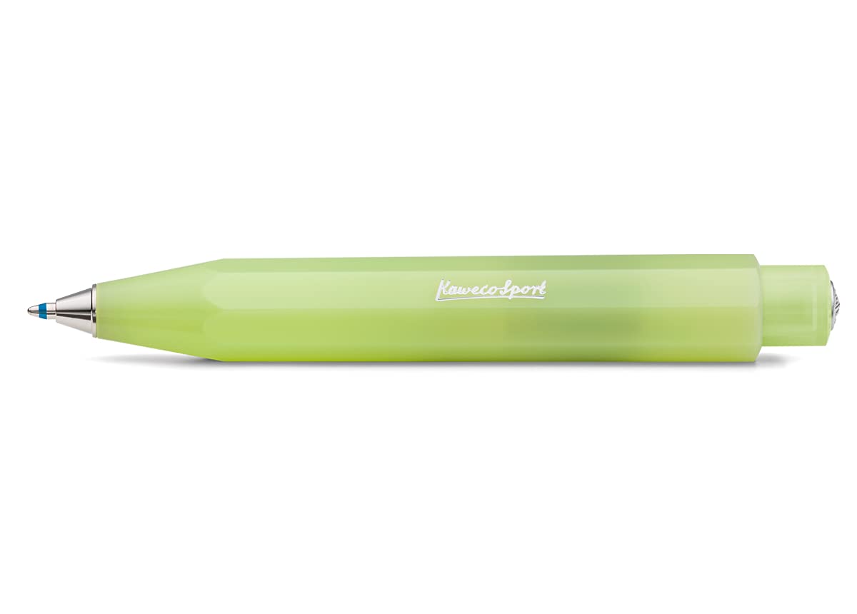 Kaweco FROSTED SPORT Ball Pen Fine Lime I Retractable Ballpoint Pen in Summery Design with Standard D1 Refills I Exclusive Biro 10.5 cm