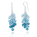 925 Sterling Silver Colored Faceted Swarovski Crystal Beads Dangle Hook Earrings